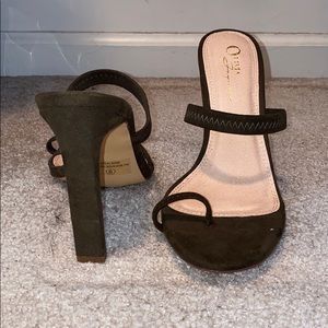 Green suede sandals